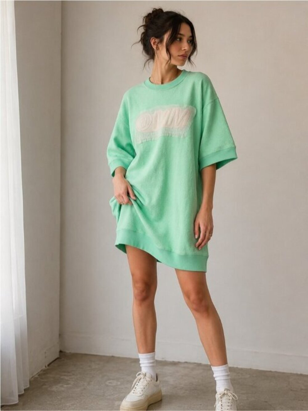 MM6 Maison Margiela Oversized Terry Logo Sweatshirt Dress Size S Made in Italy